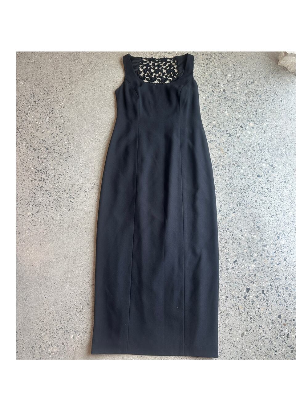 Laundry by Shelli Segal Sz 6 Long Black Gown Formal Maxi Suit Dress Crochet Lace